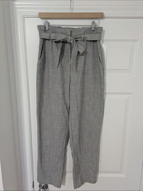 H&M Gray Paperbag Waist Trousers with Self Tie